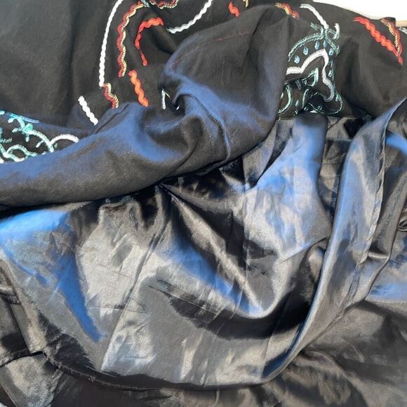 Saint Tropez West Womens Embroidered Lined Linen Blend Flare Skirt Black‎ Size 8 - Picture 5 of 10